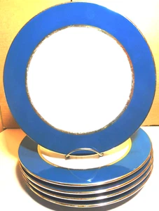 Maghsoud Porcelain~Ghanbeigy Iran 5 White Teal & Gold Porcelain 10"Dinner Plates - Photo 1 sur 24