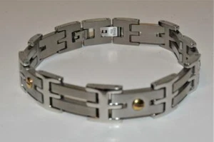 INOX 316L Stainless Steel Men’s 9" Bracelet unique Gold Screws design - Picture 1 of 3