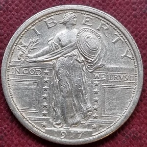 1917 Standing Liberty Quarter 25c T1 UNC Details UNCIRCULATED FULL HEAD #89530 - Bild 1 von 2