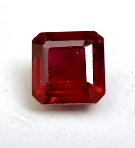 Mozambique Red Ruby Emerald Cut 11.40 Ct Loose Gemstone Lab-Created - Picture 1 of 6