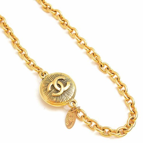 Collana Chanel Coco Mark catena collana lunga colore oro vintage antica #067
