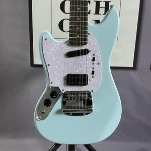 Left-handed Light Blue Mustang Electric Guitar Pearl Pickguard S-H pickups - Picture 1 of 8