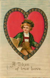 Embossed Clapsaddle Valentines Postcard 953 Boy in Heart Vignette - Picture 1 of 2