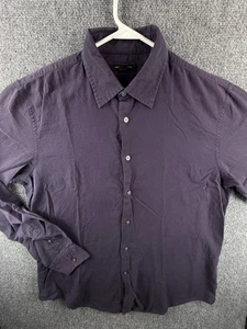 John Varvatos Deep Purple Button Up Shirt Large Lightweight Combed Cotton Men - Picture 1 of 17