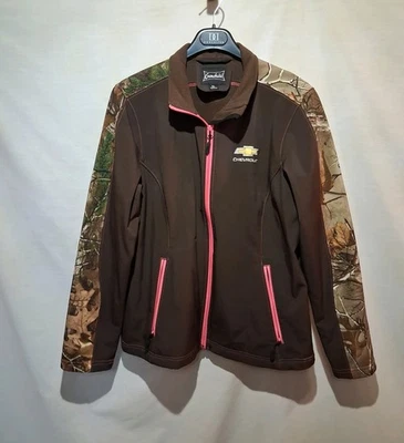 Ladies Gamehide Realtree Camo Chevrolet  Embroidered Brown Soft Shell Jacket XL - Image 1 of 4