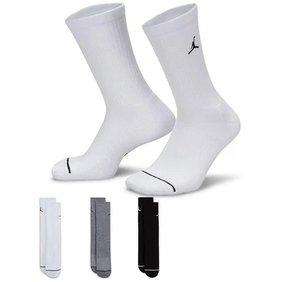 Jordan Everyday Crew Socks - DX9632 914 - White / Grey - 3 Pack - Size L (8-12) - Image 1 of 4