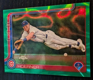 Refractor de lava verde cromado Topps 2025 #107 Nico Hoerner Cubs/99 en muy buen estado - Imagen 1 de 1