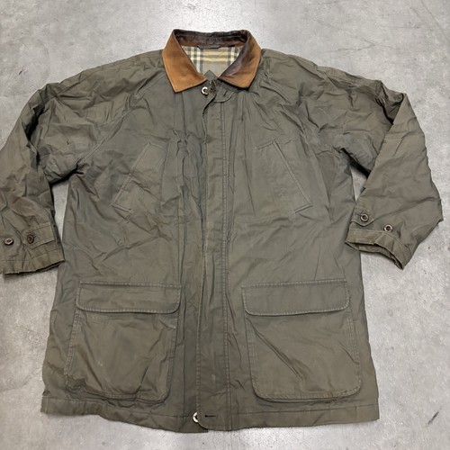 Giacca Burberrys vintage uomo cappotto medio a quadri collo pelle anni 90