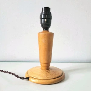 Art Deco Table Lamp Base Vintage Wooden-Bakelite Fittings New Braided Cable 20cm - Picture 1 of 17