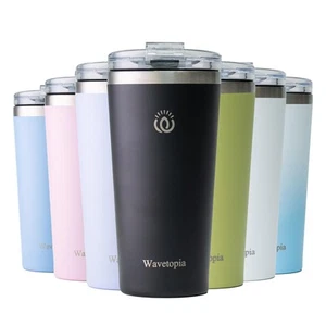Insulated Coffee Mug with Lid, Reusable Stainless Steel Travel Coffee Cup, 16... - Picture 1 of 6