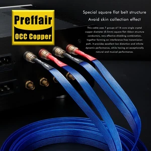 Par de cables planos de cobre puro OCC con conector banana cable de altavoz HiFi - Imagen 1 de 8