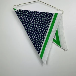 Vintage Scarf Triangular Floral Green Blue Bag Purse Neck Hair Tie accessory - Picture 1 of 13