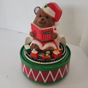 Christmas Vintage Wind Up Musical Bear The Train Goes Round And Round 1984 - Picture 1 of 7