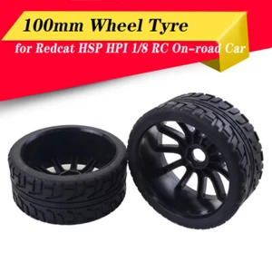 2x schwarze Gummireifen Räder für Redcat HSP HPI Hobao Kyosho 1/8 On-Road RC Car - Bild 1 von 9
