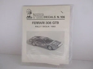 FDS 1/43 DECAL FERRARI 308 GTB RALLY SICILIA 1980 #3 N. 106 - Imagen 1 de 6