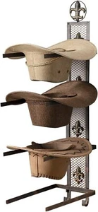 Hat Racks Hats Cowboy Wall Metal Fleurdelis Holder 4 Vertical Western Mount - Picture 1 of 1