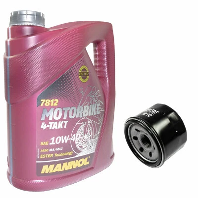 HIFLO + MANNOL Motoröl Ölfilter Set HF147 10W40 4 Liter für Yamaha FZS 600 Fazer XVS 1300