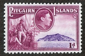 Pitcairn Islands 2 1d Red Lilac & Rose Violet 1940 Pictorial MH - Picture 1 of 2