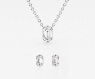 Conjunto de brincos de diamante 1/2 ctw, pingente solitário - estilo delicado  - Imagem 1 de 2