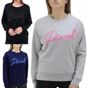 DIESEL F GERTRUDE Womens Sweatshirts Crew Neck Ribbed Casual Pullover Jumper Top - Picture 1 of 20