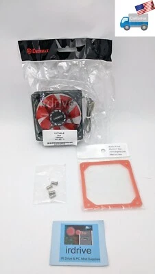 NEW Enermax 80mm RED LED 3pin 12V PC Case Fan + UV Sensitive Anti-Vibration Pad - Image 1 of 4
