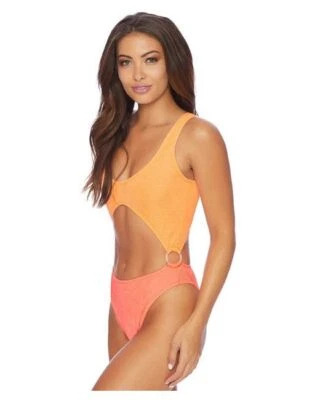 Traje de baño para mujer Reef talla XS una pieza Splash dos tonos naranja corral recorte  Foto 1 de 4