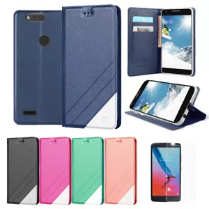 Estuche tipo libro folio + cubierta de vidrio templado para ZTE Blade Z Max Z982 ZMax Pro 2 - Imagen 1 de 30