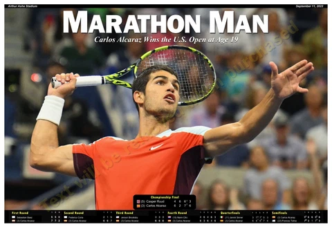 CARLOS ALCARAZ, 19, WINS THE 2022 U.S. OPEN 19”x13” COMMEMORATIVE POSTER Cover