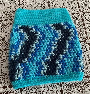 Handmade Crocheted Aqua Blue Dog Snood Neck Warmer Keeps Ears Clean Dry New - Picture 1 of 3