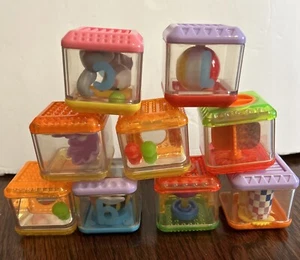 Fisher Price Peek-A-Boo Blocks Lot Of 9 Sensory Toys Animals Shapes Colors - Picture 1 of 7