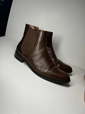 Aquatalia Mujer’s 11 M Botas Italianas Piel de Serpiente Marrón Botas Chelsea Foto 1 de 4