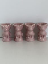 Rabbit Easter Bunny Egg Cups Pink Ceramic Set of 4 Artistic Accents 3.5”