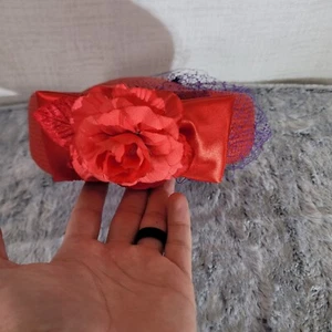 Vintage Dress Hat Womens Formal Cap Handmade by Scala Paper Red Flower Bow Mesh - Picture 1 of 9