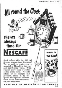 1951 Advert for NESCAFE Instant Coffee Drink Small Vintage Cuckoo Clock Print Ad - Foto 1 di 1