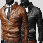 Men's Fashion Jackets Collar Slim Motorcycle Leather Jacket