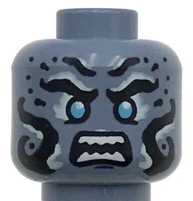 Lego New Sand Blue Minifigure Head Dual Sided Alien Monster Halloween Piece - Image 1 of 2