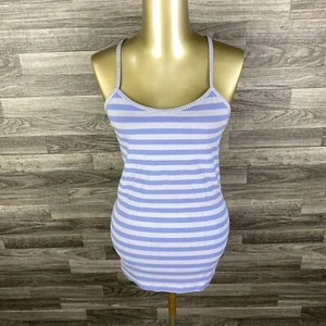 LULULEMON Sleeveless Built In Bra Blue Striped Power Y Tank Top Women's Size M - Picture 1 of 11
