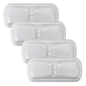 4 PACK RV 12v interior light w/switch Frosted DOUBLE DOME Camper Trailer RV - Picture 1 of 13