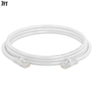 7FT Cat5e RJ45 Ethernet LAN Network UTP Patch Cable Gold 26AWG 350MHz CCA White - Picture 1 of 2