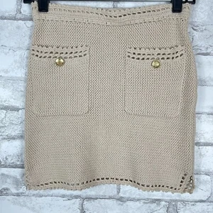 J.CREW NUEVO CON ETIQUETAS Mujer Beige Suéter Mini Falda Crochet Ribete XXS CA742 - Imagen 1 de 7