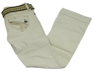 Women's Corduroy Jeans L.E.I. Ivory & Snazzy Belt Tag 3 R measured Size 26x32 - Picture 1 of 5