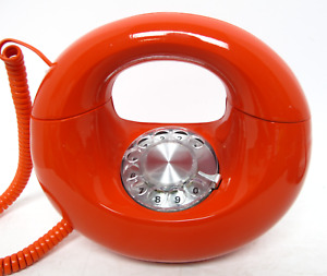 Orange Electric Sculptura Rotary Desk Telephone - Full Restoration