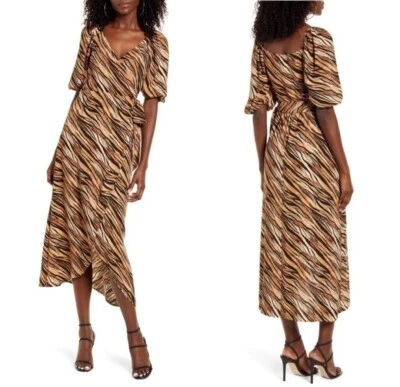 Leith Tiger Print Long Length Wrap Dress New With Tags Size XXS - Image 1 of 4