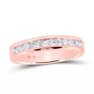 14K Rose Gold Round Diamond Single Row Wedding Band Anniversary Ring 1/2 CT - Picture 1 of 1