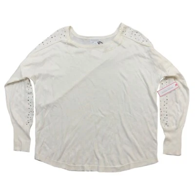 Женский свитер Bisou Bisou Michele Bohbot XL кремовый с заклепками пуловер с длинным рукавом - Изображение 1 из 4
