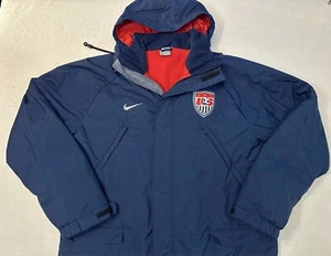 Vintage 2000s Y2K Nike USA Soccer Sideline Fleece Lined Parka Jacket, L XL NEW - Picture 1 of 14