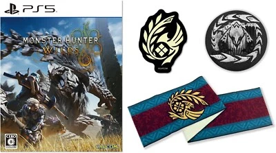 PS5 Monster Hunter Wilds Regular Edition Software + Towel Emblem Button Badge - Image 1 of 4