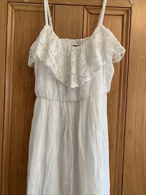 White Dress (M) Cotton Blend, IZ BYER, Gauzy Junior’s Casual Party - Image 1 of 4
