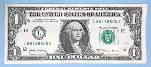 August 6, 1986 Birthday Note $1 One Dollar Bill L 86198600 E ( 8 - 6 - 1986_ _) - Picture 1 of 2