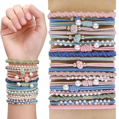 20Pcs Bracelet Hair Ties, 5 Styles Boho Hair Ties Bracelets for Women/Girls Pony - Image 1 of 4